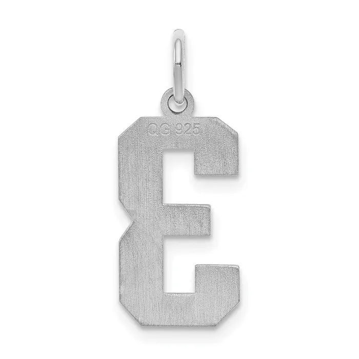 TreasureFineJewelers Sterling SilverRhodiumplated Satin Number 3 Charm Rings