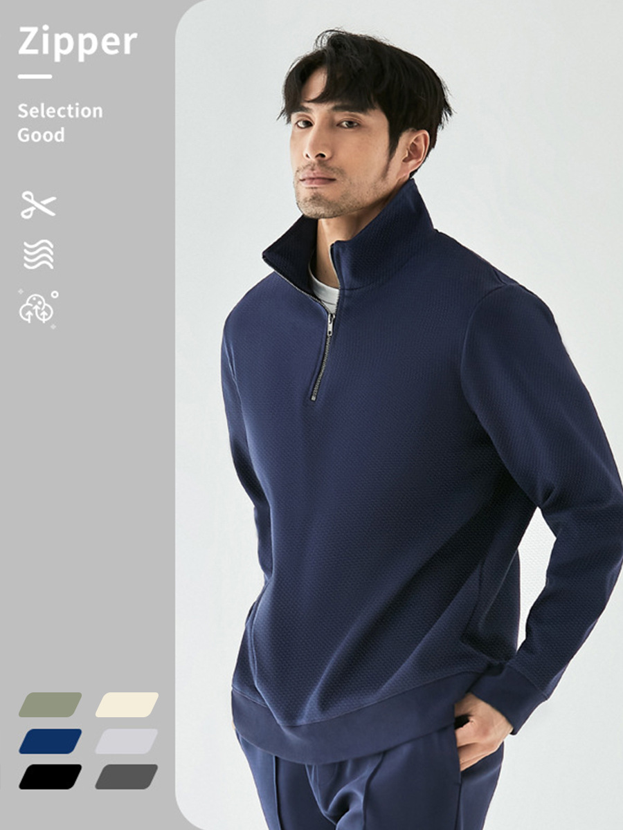 Hoodies & Sweatshirts | Pure Cotton Half Zip Sweatshirt  –  Mens Clothing Hoodies & Sweatshirts