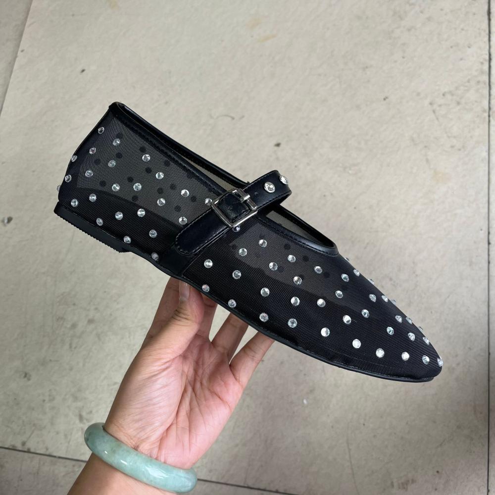 Shoes | Studded Buckle Flat Ballet Pumps  –  Womens Footwear Shoes