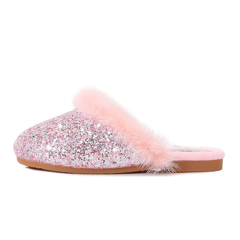 Slippers | Sequin Faux Fur Cuff Mule Slippers  –  Womens Footwear Slippers