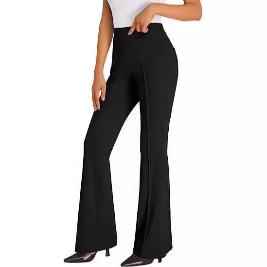 Pants | Elasticated Waist Wide Leg Knitted Trousers  –  Womens Clothing Pants